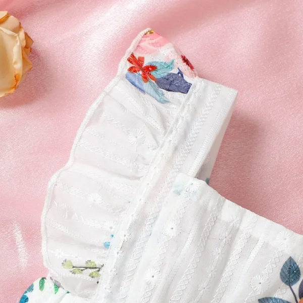 3-24 Months Newnborn Baby Girl Ruffle Sleeveless Floral Fashion Romper Summer Infant Girl Jumpsuit for Toddler Baby Daily Wear - Image 3