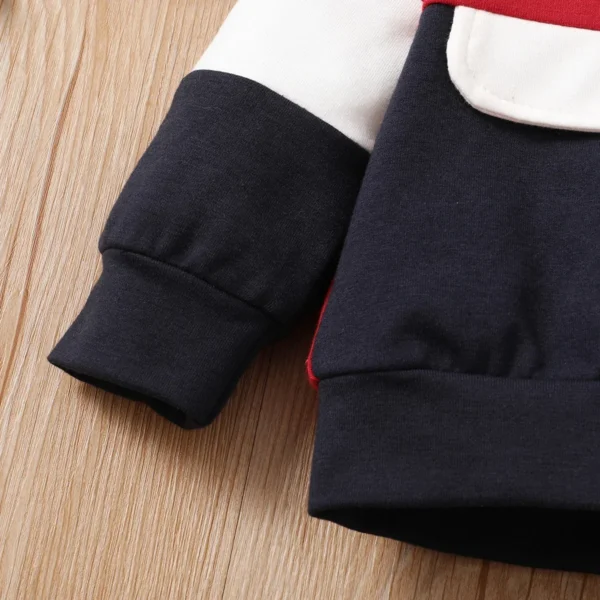 PatPat 2pcs Baby Color Block Long-sleeve Hoodie and Trousers Set Soft and Comfortable Perfect for Outings and Daily Wear - Image 5