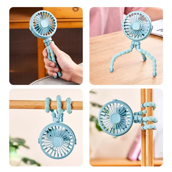 Fan for Cart Stroller Fans Portable Outdoor Fan Clip On for Baby 600mAh USB Rechargeable Handheld Electric Fan for Home 3 Speeds - Image 3