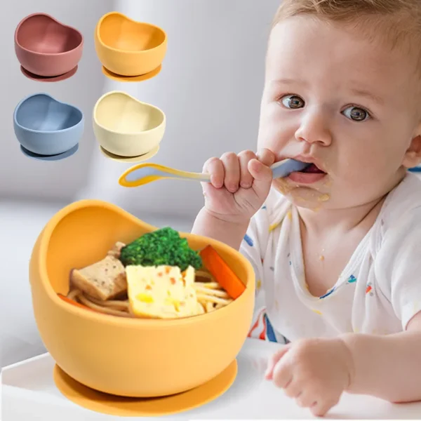 Children's Silicone Suction Bowl Feeding Tableware Infant Non-Slip Learn To Eatting Tableware Complementary Food Training Tool